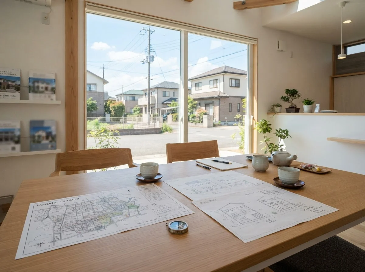 住宅地にある整った更地と青空