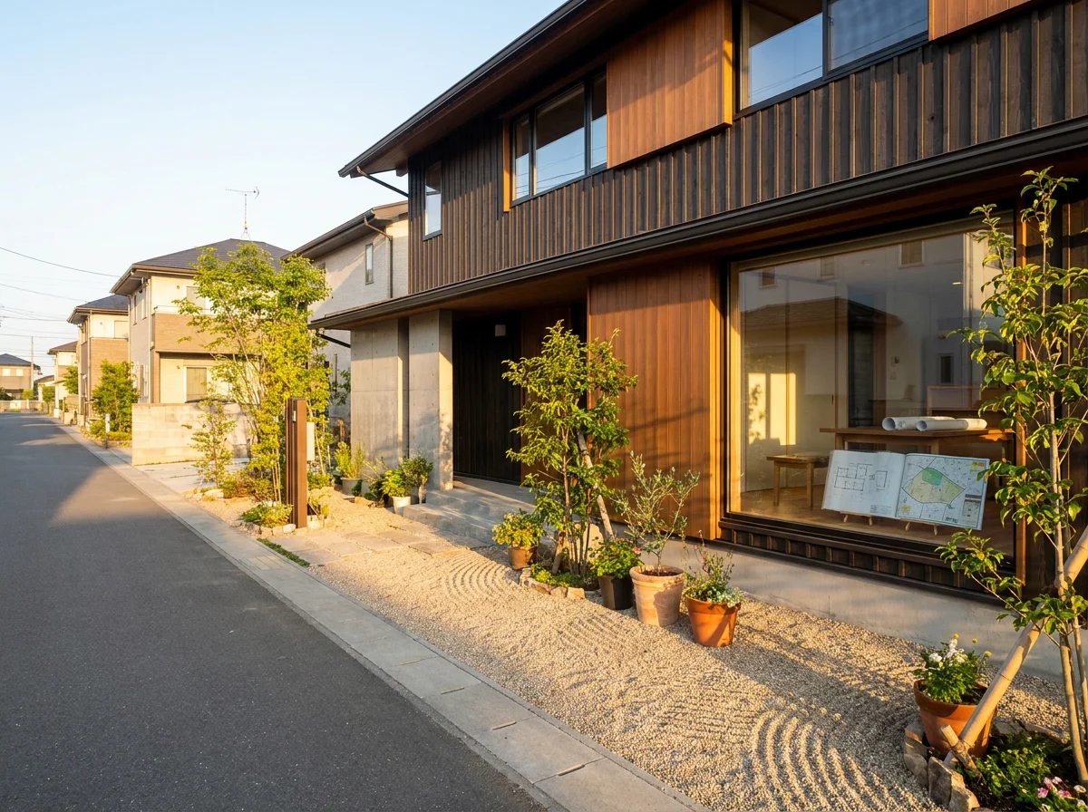 日当たりのよい新築戸建住宅の外観とアプローチ